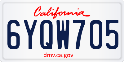 CA license plate 6YQW705