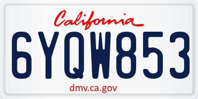 CA license plate 6YQW853
