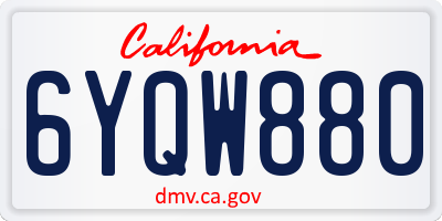 CA license plate 6YQW880