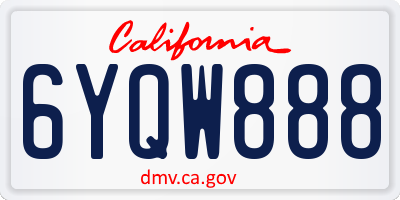 CA license plate 6YQW888