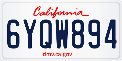 CA license plate 6YQW894
