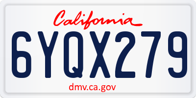 CA license plate 6YQX279