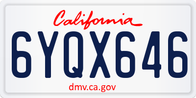 CA license plate 6YQX646