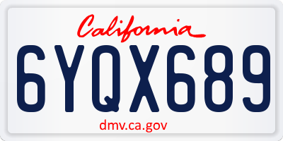 CA license plate 6YQX689