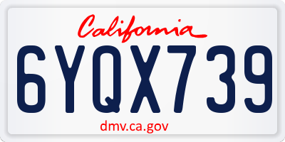 CA license plate 6YQX739
