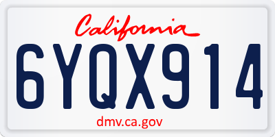 CA license plate 6YQX914