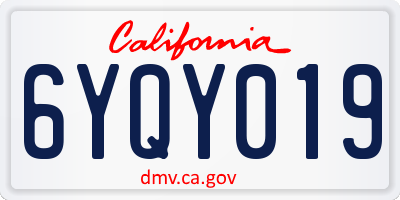 CA license plate 6YQY019