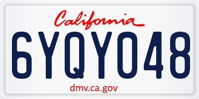 CA license plate 6YQY048