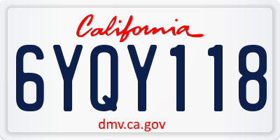 CA license plate 6YQY118