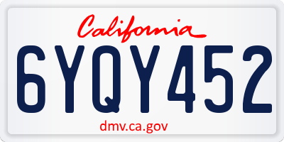 CA license plate 6YQY452
