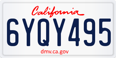 CA license plate 6YQY495