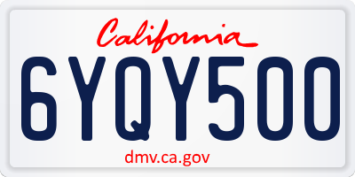 CA license plate 6YQY500