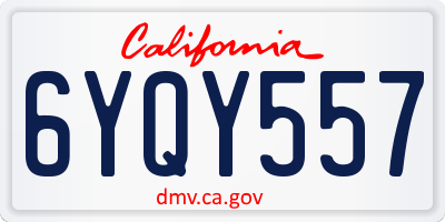 CA license plate 6YQY557