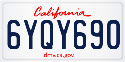 CA license plate 6YQY690
