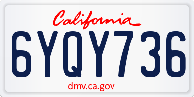 CA license plate 6YQY736