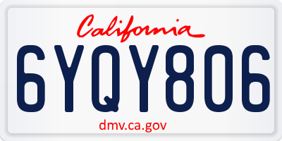 CA license plate 6YQY806