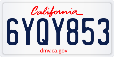 CA license plate 6YQY853