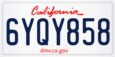 CA license plate 6YQY858