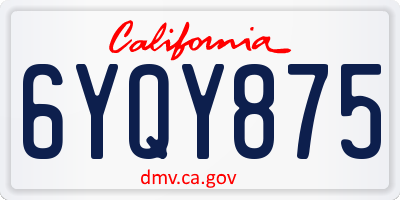 CA license plate 6YQY875