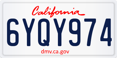 CA license plate 6YQY974
