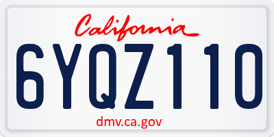 CA license plate 6YQZ110