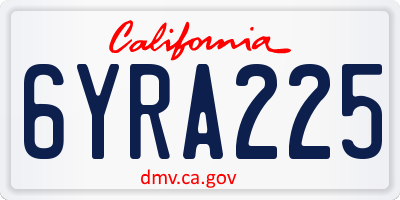 CA license plate 6YRA225
