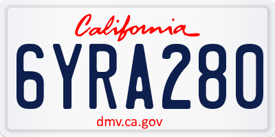 CA license plate 6YRA280