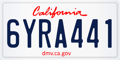 CA license plate 6YRA441