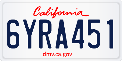CA license plate 6YRA451