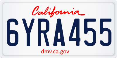 CA license plate 6YRA455
