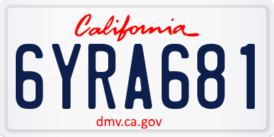 CA license plate 6YRA681