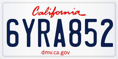 CA license plate 6YRA852