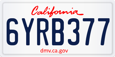 CA license plate 6YRB377