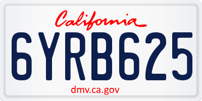 CA license plate 6YRB625