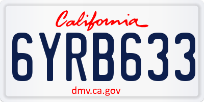CA license plate 6YRB633