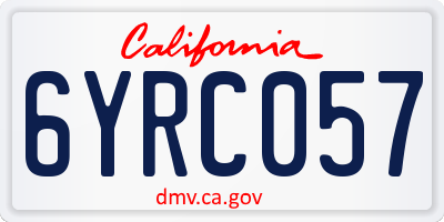 CA license plate 6YRC057