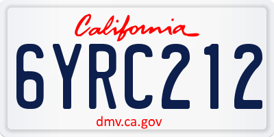 CA license plate 6YRC212