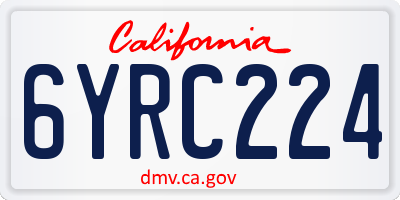 CA license plate 6YRC224