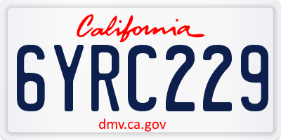 CA license plate 6YRC229
