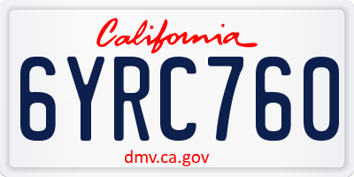 CA license plate 6YRC760