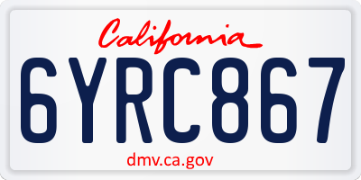 CA license plate 6YRC867
