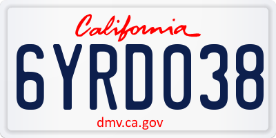 CA license plate 6YRD038
