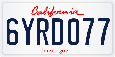 CA license plate 6YRD077