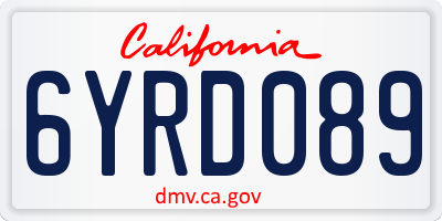 CA license plate 6YRD089