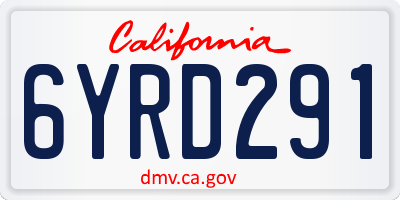 CA license plate 6YRD291