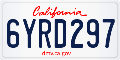 CA license plate 6YRD297