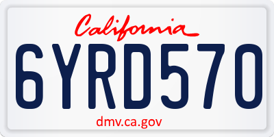 CA license plate 6YRD570