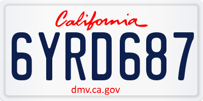 CA license plate 6YRD687