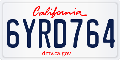 CA license plate 6YRD764