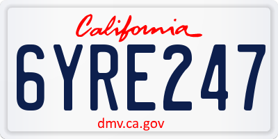 CA license plate 6YRE247